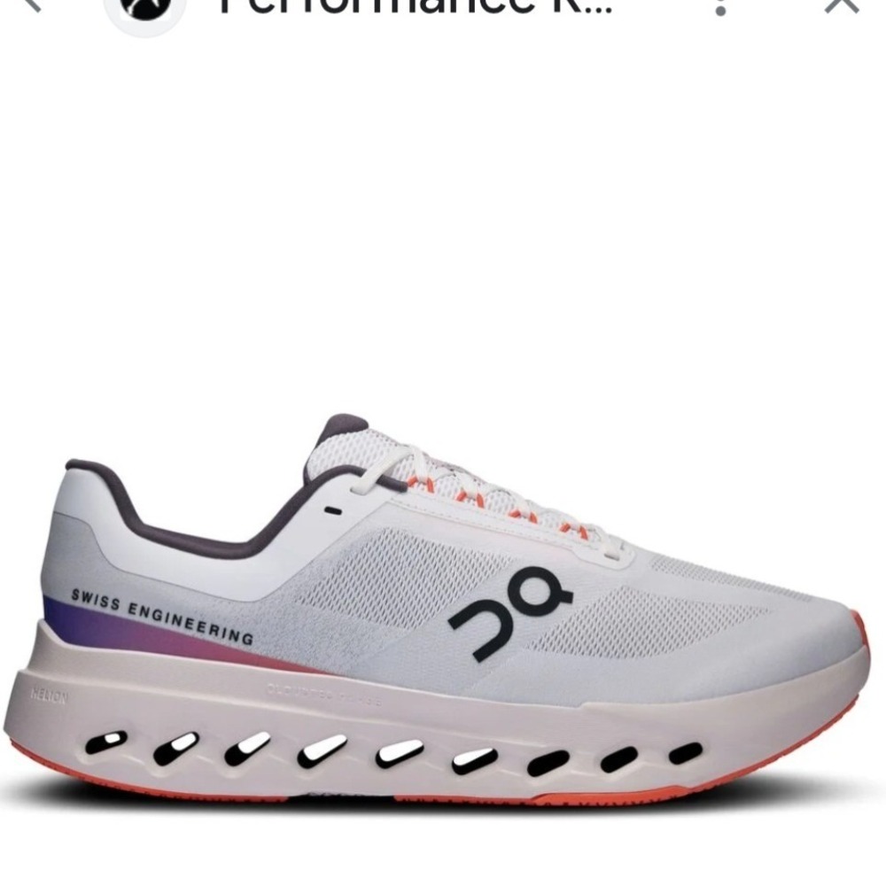 On Cloudsurfer Next Mens Running Shoes White Grey Orange Size 10.5 NEW in Box